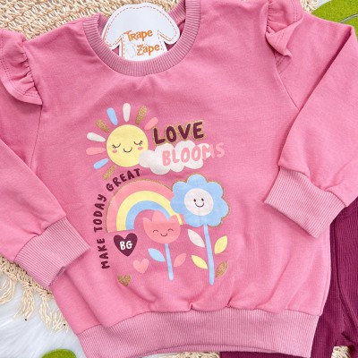 Conj. Casaco Love Blooms e Calça Legging - Rose e Uva